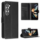 For Samsung Galaxy Z Fold5 Stitching Calf Texture Buckle Folding Leather Phone Case(Black) - 1