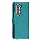 For Samsung Galaxy Z Fold5 Stitching Calf Texture Buckle Folding Leather Phone Case(Green) - 3