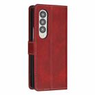 For Samsung Galaxy Z Fold4 Stitching Calf Texture Buckle Folding Leather Phone Case(Red) - 3