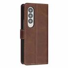 For Samsung Galaxy Z Fold4 Stitching Calf Texture Buckle Folding Leather Phone Case(Brown) - 3