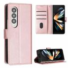 For Samsung Galaxy Z Fold4 Stitching Calf Texture Buckle Folding Leather Phone Case(Rose Gold) - 1