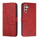 For Samsung Galaxy M35 Stitching Calf Texture Buckle Leather Phone Case(Red) - 1