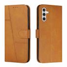 For Samsung Galaxy M35 Stitching Calf Texture Buckle Leather Phone Case(Yellow) - 1