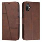 For Samsung Galaxy F06 5G / M06 5G Stitching Calf Texture Buckle Leather Phone Case(Brown) - 1