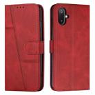 For Samsung Galaxy F06 5G / M06 5G Stitching Calf Texture Buckle Leather Phone Case(Red) - 1