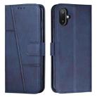 For Samsung Galaxy F06 5G / M06 5G Stitching Calf Texture Buckle Leather Phone Case(Blue) - 1