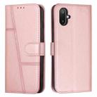 For Samsung Galaxy F06 5G / M06 5G Stitching Calf Texture Buckle Leather Phone Case(Rose Gold) - 1