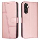 For Samsung Galaxy F16 5G / M16 5G Stitching Calf Texture Buckle Leather Phone Case(Rose Gold) - 1
