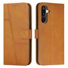 For Samsung Galaxy F16 5G / M16 5G Stitching Calf Texture Buckle Leather Phone Case(Yellow) - 1