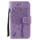 For iPhone 12 mini Tree & Cat Embossed Pattern Horizontal Flip Leather Case with Holder & Card Slots & Wallet & Lanyard(Light Purple) - 2