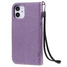 For iPhone 12 mini Tree & Cat Embossed Pattern Horizontal Flip Leather Case with Holder & Card Slots & Wallet & Lanyard(Light Purple) - 3