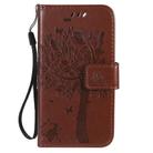 For iPhone 12 mini Tree & Cat Embossed Pattern Horizontal Flip Leather Case with Holder & Card Slots & Wallet & Lanyard(Coffee) - 2