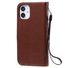 For iPhone 12 mini Tree & Cat Embossed Pattern Horizontal Flip Leather Case with Holder & Card Slots & Wallet & Lanyard(Coffee) - 3