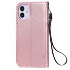 For iPhone 12 mini Tree & Cat Embossed Pattern Horizontal Flip Leather Case with Holder & Card Slots & Wallet & Lanyard(Rose Gold) - 3