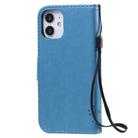 For iPhone 12 mini Tree & Cat Embossed Pattern Horizontal Flip Leather Case with Holder & Card Slots & Wallet & Lanyard(Blue) - 3