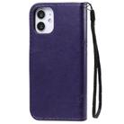 For iPhone 12 mini Tree & Cat Embossed Pattern Horizontal Flip Leather Case with Holder & Card Slots & Wallet & Lanyard(Purple) - 3