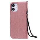 For iPhone 12 mini Tree & Cat Embossed Pattern Horizontal Flip Leather Case with Holder & Card Slots & Wallet & Lanyard(Pink) - 2