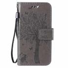 For iPhone 12 mini Tree & Cat Embossed Pattern Horizontal Flip Leather Case with Holder & Card Slots & Wallet & Lanyard(Gray) - 2