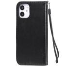 For iPhone 12 mini Tree & Cat Embossed Pattern Horizontal Flip Leather Case with Holder & Card Slots & Wallet & Lanyard(Black) - 3