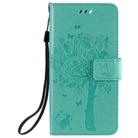 For iPhone 12 / 12 Pro Tree & Cat Embossed Pattern Horizontal Flip Leather Case with Holder & Card Slots & Wallet & Lanyard(Green) - 2