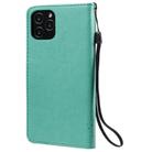 For iPhone 12 / 12 Pro Tree & Cat Embossed Pattern Horizontal Flip Leather Case with Holder & Card Slots & Wallet & Lanyard(Green) - 3