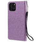 For iPhone 12 / 12 Pro Tree & Cat Embossed Pattern Horizontal Flip Leather Case with Holder & Card Slots & Wallet & Lanyard(Light Purple) - 3