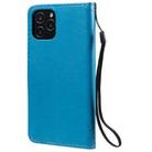 For iPhone 12 / 12 Pro Tree & Cat Embossed Pattern Horizontal Flip Leather Case with Holder & Card Slots & Wallet & Lanyard(Blue) - 3