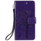 For iPhone 12 / 12 Pro Tree & Cat Embossed Pattern Horizontal Flip Leather Case with Holder & Card Slots & Wallet & Lanyard(Purple) - 2