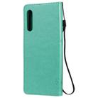 For LG G9 Tree & Cat Embossed Pattern Horizontal Flip Leather Case with Holder & Card Slots & Wallet & Lanyard(Green) - 3