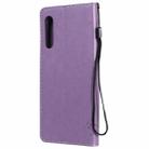 For LG G9 Tree & Cat Embossed Pattern Horizontal Flip Leather Case with Holder & Card Slots & Wallet & Lanyard(Light Purple) - 3