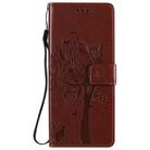 For LG G9 Tree & Cat Embossed Pattern Horizontal Flip Leather Case with Holder & Card Slots & Wallet & Lanyard(Coffee) - 2