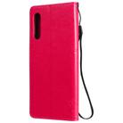 For LG G9 Tree & Cat Embossed Pattern Horizontal Flip Leather Case with Holder & Card Slots & Wallet & Lanyard(Rose Red) - 3