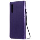 For LG G9 Tree & Cat Embossed Pattern Horizontal Flip Leather Case with Holder & Card Slots & Wallet & Lanyard(Purple) - 2