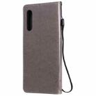 For LG G9 Tree & Cat Embossed Pattern Horizontal Flip Leather Case with Holder & Card Slots & Wallet & Lanyard(Gray) - 3