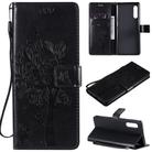 For LG G9 Tree & Cat Embossed Pattern Horizontal Flip Leather Case with Holder & Card Slots & Wallet & Lanyard(Black) - 1