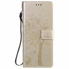 For LG G9 Tree & Cat Embossed Pattern Horizontal Flip Leather Case with Holder & Card Slots & Wallet & Lanyard(Gold) - 2