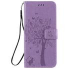 For LG K41S / K51S Tree & Cat Embossed Pattern Horizontal Flip Leather Case with Holder & Card Slots & Wallet & Lanyard(Light Purple) - 2