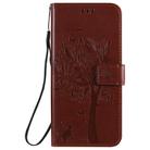 For LG K41S / K51S Tree & Cat Embossed Pattern Horizontal Flip Leather Case with Holder & Card Slots & Wallet & Lanyard(Coffee) - 2