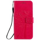 For LG K41S / K51S Tree & Cat Embossed Pattern Horizontal Flip Leather Case with Holder & Card Slots & Wallet & Lanyard(Rose Red) - 2