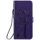 For LG K41S / K51S Tree & Cat Embossed Pattern Horizontal Flip Leather Case with Holder & Card Slots & Wallet & Lanyard(Purple) - 2