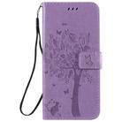 For LG K50S Tree & Cat Embossed Pattern Horizontal Flip Leather Case with Holder & Card Slots & Wallet & Lanyard(Light Purple) - 2