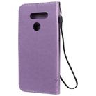 For LG K50S Tree & Cat Embossed Pattern Horizontal Flip Leather Case with Holder & Card Slots & Wallet & Lanyard(Light Purple) - 3