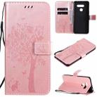 For LG K50S Tree & Cat Embossed Pattern Horizontal Flip Leather Case with Holder & Card Slots & Wallet & Lanyard(Rose Gold) - 1