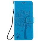 For LG K50S Tree & Cat Embossed Pattern Horizontal Flip Leather Case with Holder & Card Slots & Wallet & Lanyard(Blue) - 2