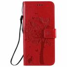 For LG K50S Tree & Cat Embossed Pattern Horizontal Flip Leather Case with Holder & Card Slots & Wallet & Lanyard(Red) - 2