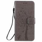 For LG K50S Tree & Cat Embossed Pattern Horizontal Flip Leather Case with Holder & Card Slots & Wallet & Lanyard(Gray) - 2