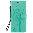 For LG K51 Tree & Cat Embossed Pattern Horizontal Flip Leather Case with Holder & Card Slots & Wallet & Lanyard(Green) - 2