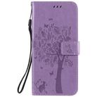 For LG K51 Tree & Cat Embossed Pattern Horizontal Flip Leather Case with Holder & Card Slots & Wallet & Lanyard(Light Purple) - 1