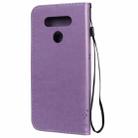 For LG K51 Tree & Cat Embossed Pattern Horizontal Flip Leather Case with Holder & Card Slots & Wallet & Lanyard(Light Purple) - 3