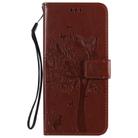 For LG K51 Tree & Cat Embossed Pattern Horizontal Flip Leather Case with Holder & Card Slots & Wallet & Lanyard(Coffee) - 2